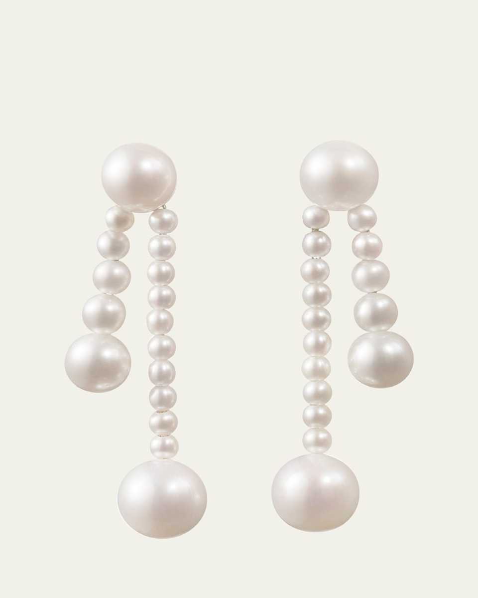 Ruban De Perle Short 2-Strand Drop Earrings in Freshwater Pearls